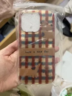 犬とチェック柄 iPhone 16 pro用ケース