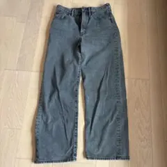 GU グレー デニムパンツ ハイウエスト ストレート
