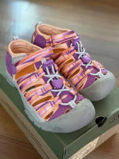 SALE！19.5cm KEEN キッズサンダル 紫/オレンジ