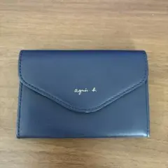 【中古】agnès b. ネイビー レザー カードケース