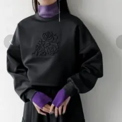 未使用級✨HARE ハレ　2WAYフラワーエンボスプルオーバー 　ブラック　F
