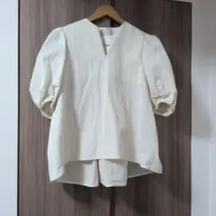 TOMORROWLAND ハイカウントギャバジン パフスリーブブラウス