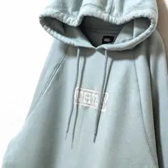 バンズ VANS ロゴ刺繍 スウェットパーカー くすみグリーン 緑 L 古着