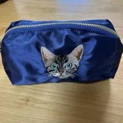 Legato Largo 猫 ポーチ サテン ネイビーのサムネイル