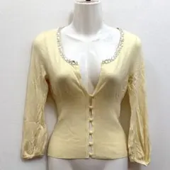 ジャスグリッティー ビジューニットカーディガン 胸下リブカーディガン ボレロ