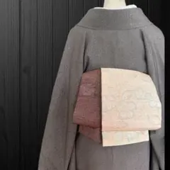 *着物反物*　辻ヶ花紬と花茶紫紬　大人の兵児帯　半幅帯　長尺470cm