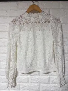 GRL ホワイトレース ハイネックシャツ シースルー