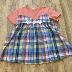 KP knit planner 花柄 チェック Tシャツ 140cmのサムネイル