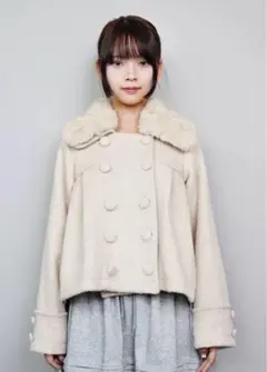 Tie.Me grace fur collar wool coat ベージュのサムネイル