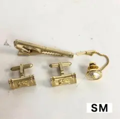 カフスボタン ネクタイピン タイタック 3点セット ゴールドカラー フォーマル