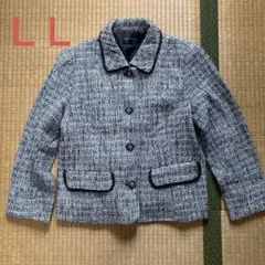 裏地つき　 ジャケット アウター テーラードジャケット ツイード ウール　グレー