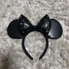 ミッキー耳カチューシャ 黒 スタッズ付き