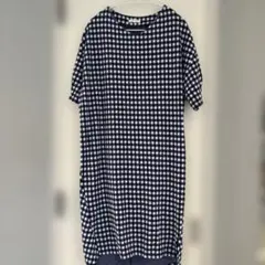 CLIP チェック柄 半袖ひざ丈ワンピース