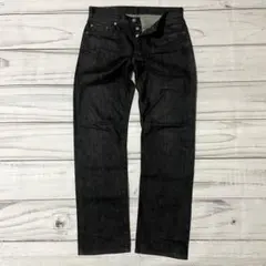 00s色残9割 太めシルエットリーバイス501先染めブラック縦落ちw30リジット