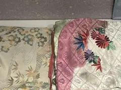 ☆銀座パリス着物☆ 多色の花柄振袖 シルク刺繍、振袖、小紋　ジャンク