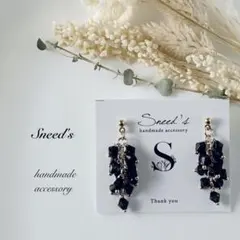 ▪ブラックダイヤビーズチャームピアス／イヤリング