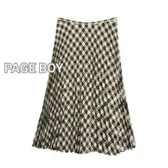PAGE BOY チェック柄 プリーツ ロング ミモレ丈 スカート 美品
