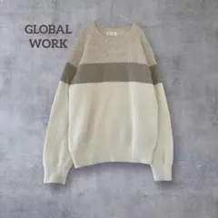 グローバルワーク メンズ キリカエネップニット ニット 長袖 セーター S