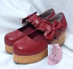新品　しまむら　しまみさ　青木美沙子 靴　赤　LL　24.5　パンプス　コラボのサムネイル