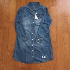 新品タグ付き　デニムシャツワンピース 140