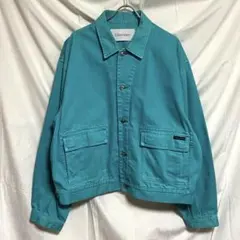 Calvin Klein デニムジャケット ブルゾン ターコイズ 古着 L