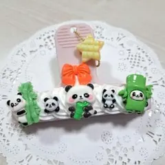☆ホイップデコ☆パンダだらけのクリップ♪星のチャームつき