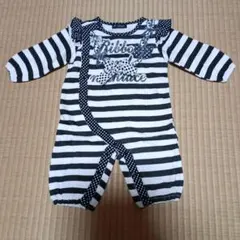 ロンパース・カバーオール 黒と白のストライプ　70～80