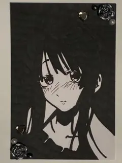 手描きイラスト アナログ 秋山澪 シール装飾