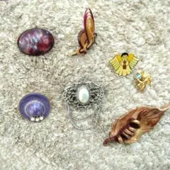 昭和レトロ アンティーク ブローチ7点セット