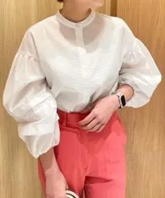 Mila Owen（ミラオーウェン）スタンドカラータックスリーブブラウス M