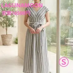 LAGUNAMOON ストライプナローマキシワンピース ウエストマーク 着痩せ 
