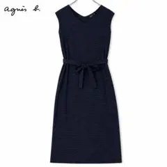 agnes b. アニエスベー ノースリーブワンピース S ネイビー ドット柄のサムネイル