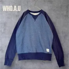 WHO.A.U ラグランスリーブ トレーナー スウェット 長袖 ネイビー