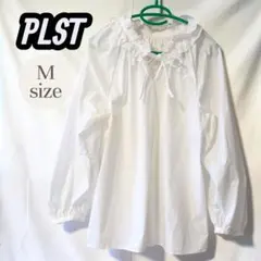 PLST プラステ タイプライターフリルネックブラウス 長袖 ホワイト M 上品のサムネイル