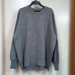 GU　オーバーサイズクルーネックセーター ニット XL グレー レディース