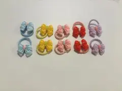 カラフルリボン ヘアゴム 10個セット／キッズ・子供用 髪ゴム