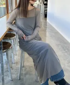 【2025SS】セレクトモカバイソン シアーストレッチロングワンピース L