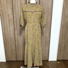 【美品格安】 N 小花柄 総柄 シフォン マキシワンピース 五分袖 春夏のサムネイル