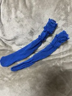 青 メッシュ フリル ソックス　靴下屋