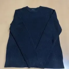 クルーネック リブニット セーター ネイビー