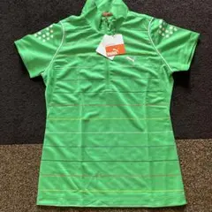 PUMA レディース ゴルフウェア M グリーン ストライプ