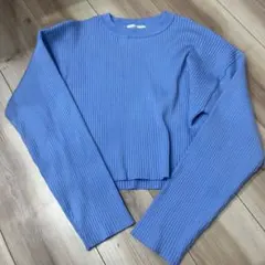 OPAQUE.CLIP リブ編みライトブルー長袖