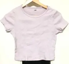 ユニクロ リブクロップドT ピンク