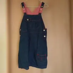 ジャンバースカート 130cm デニム/赤チェック