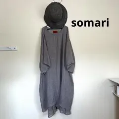 somari 綿麻七分袖ロングワンピースのサムネイル