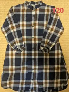3can4on 長袖シャツ 120 ネイビー・ブラウンチェック