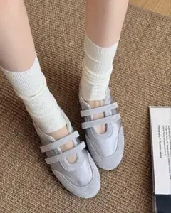 【月曜日限定】メリージェーン レトロ バレエコア シルバー シューズ 韓国