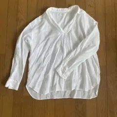 UNIQLO プレミアムリネンスキッパーシャツ ホワイト Lのサムネイル
