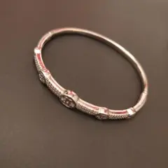 シルバー ビーズ装飾バングル