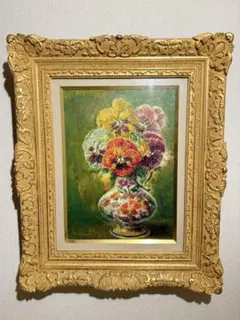 油彩画 花束 金色フレーム - メルカリ